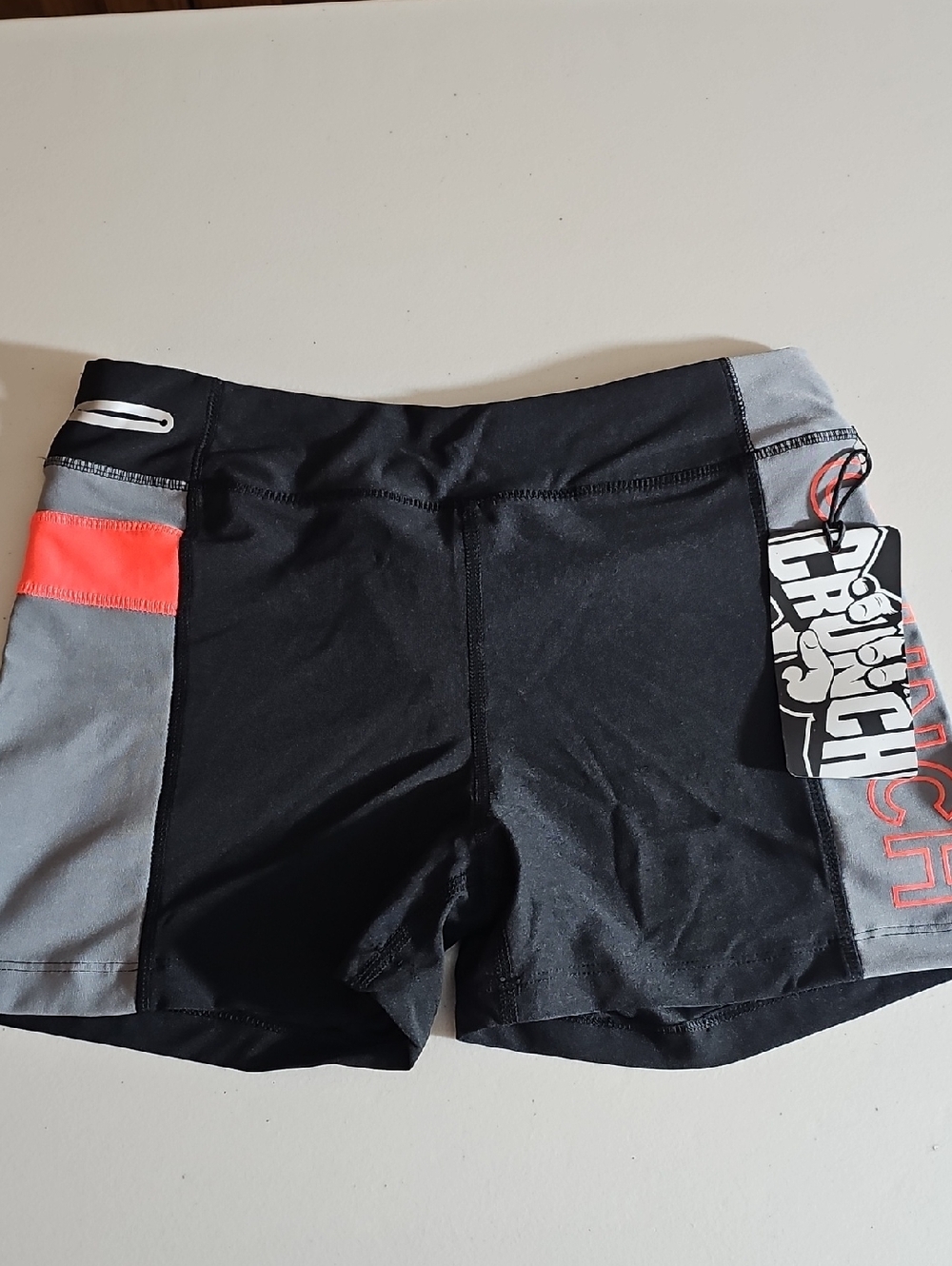 CRUNCH Women’s Black and Gray Athletic Shorts with Coral Accent 5BIN B110